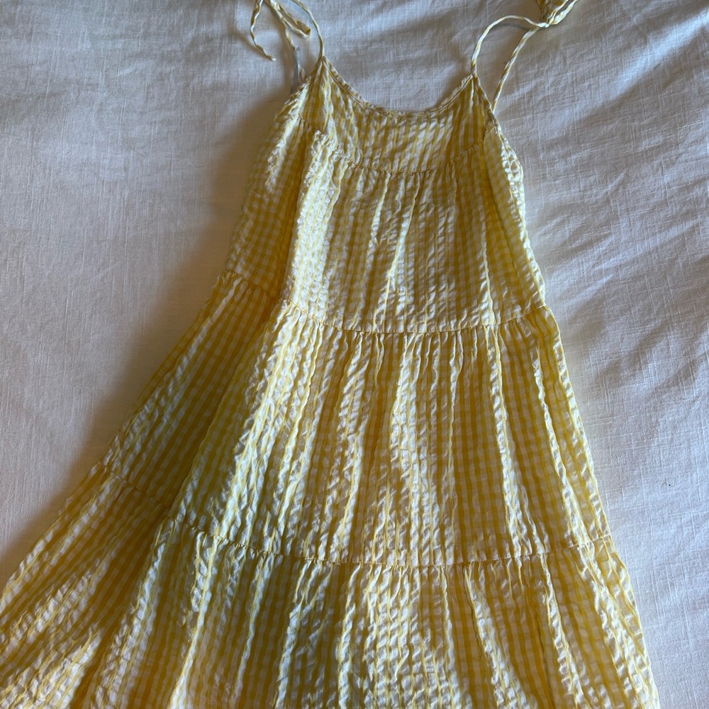 Yellow and white checkered dress